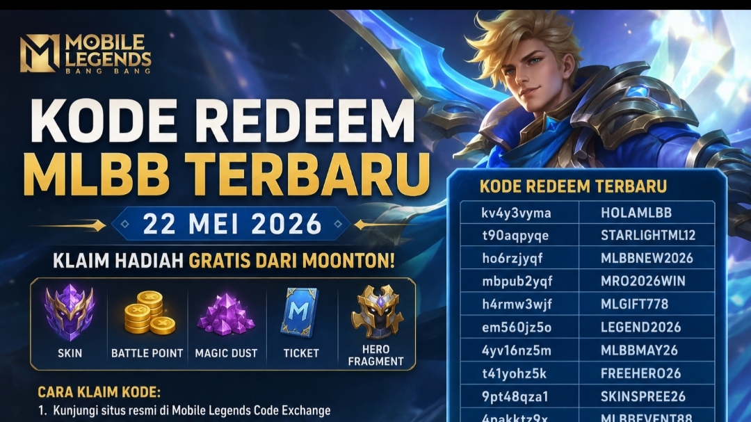 Kode Redeem Mobile Legends Terbaru 22 Mei 2026, Klaim Skin dan Hadiah ...